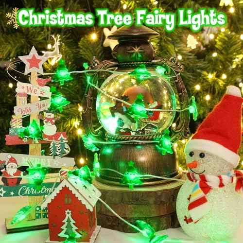 Christmas String Lights, Christmas Tree Santa Claus Snowflake Lights with Timer Twinkling Indoor Battery Operated 9.8ft 30LED Christmas Decorations for Home Decor Indoor Party Holiday 3 Packs