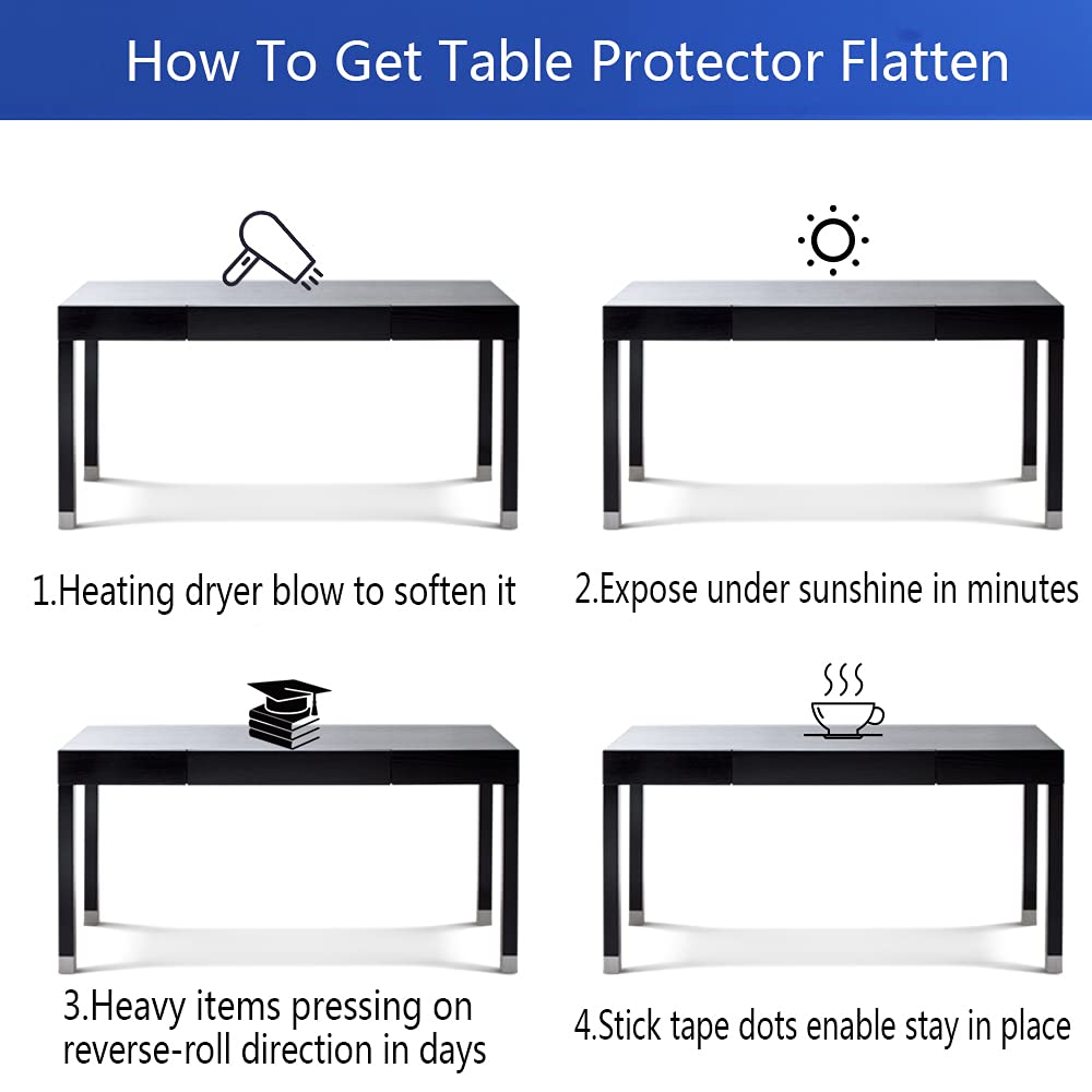 SPLENDEFUL PVC Clear Table Protector - Multisize Thick Transparent Plastic Desk Cover, Rectangular Night Stand, Office & Computer Desk, Sofa Child Table, Small Desk Protector 12x24 in.