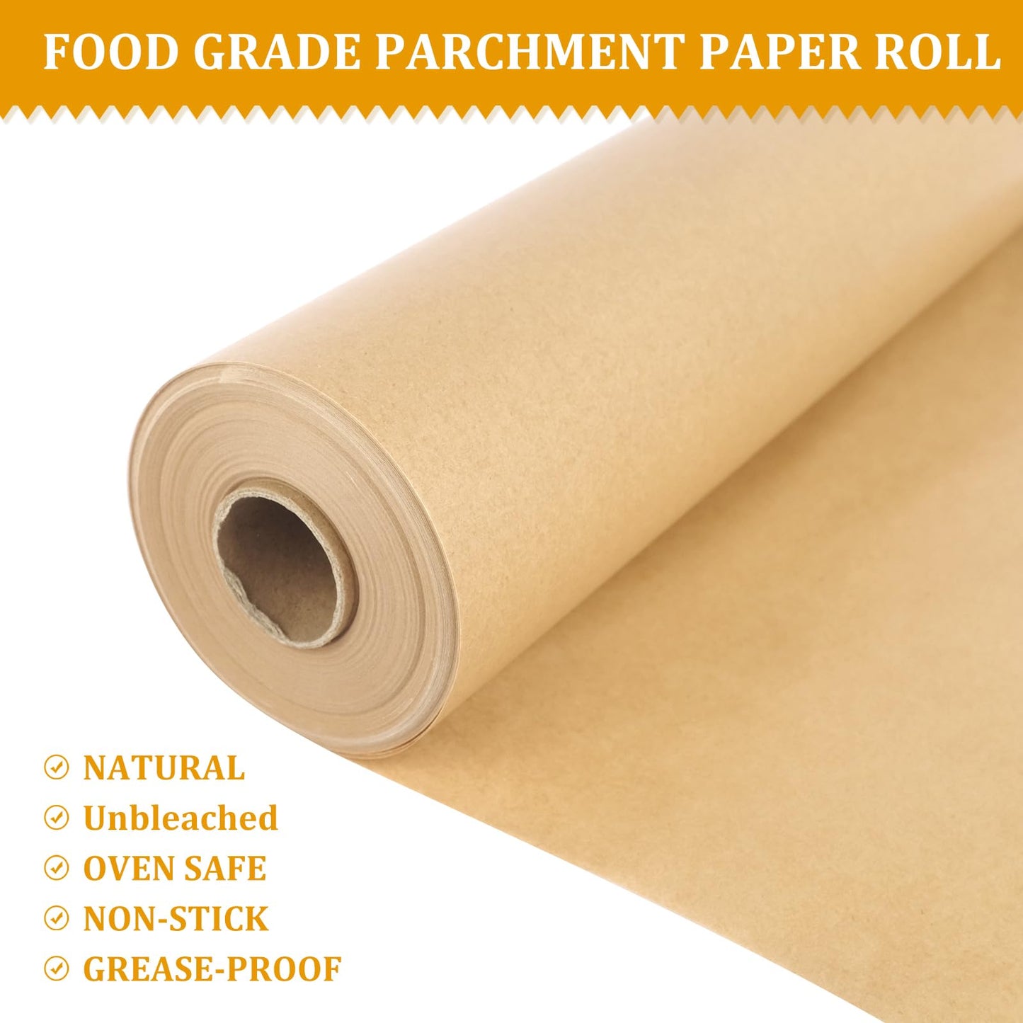 Unbleached Parchment Paper for Baking, 15 in x 220 ft, 275 Sq.Ft, Heavy Duty Baking Paper with Slide Cutter, Non-stick Brown Parchment Paper Roll for Cooking, Air Fryer, Steaming, Baking Bread