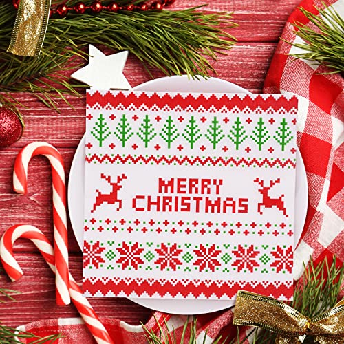 Whaline Christmas Disposable Napkins 6.5 x 6.5 Inch 80-Pack Ugly Sweater Pattern