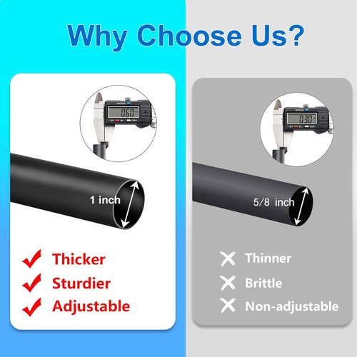 Byondeth Adjustable Curtain Rods - 16 to 60 Inches | 1 Inch Diameter with Black Aluminium Finials