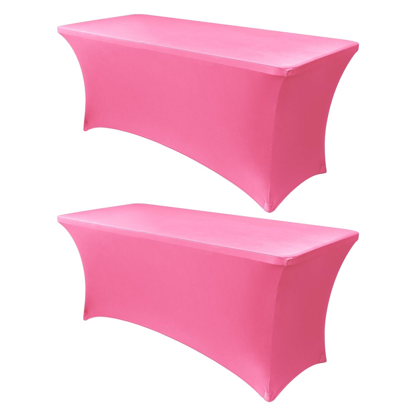 Obstal Spandex Table Cover 8ft Fitted Tablecloth Rectangular - Stretch Rectangle Folding Table Cloth for Birthday Party Wedding Banquet, Dark Pink, 96L x 30W Inch