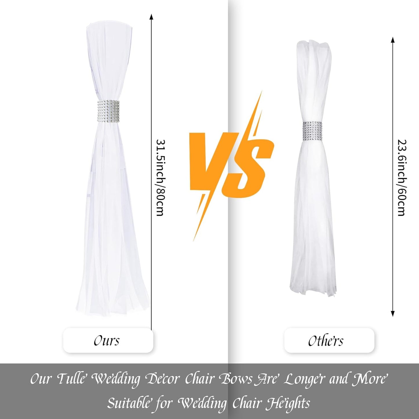 Skiennix 26 Sets Large White Pew Bows - Tulle Wedding Aisle Chair Decorations for Outdoor Ceremonies