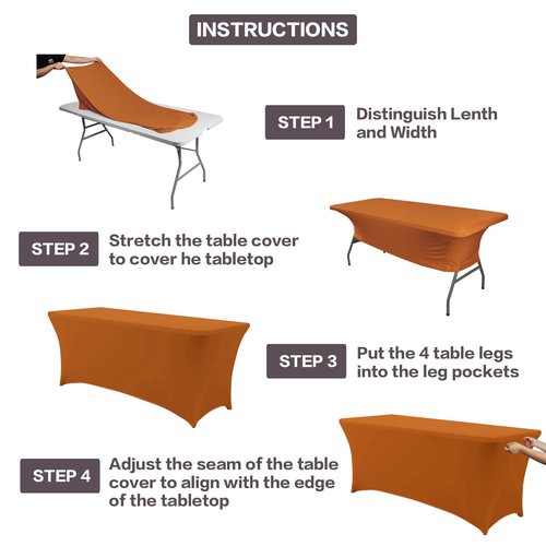 IVAPUPU 2 Pack 6FT Table Cloth for Rectangular Fitted Events Stretch Caramel Table Covers Washable Spandex Tablecloth Protector for Party, Wedding, Cocktail, Banquet, Festival