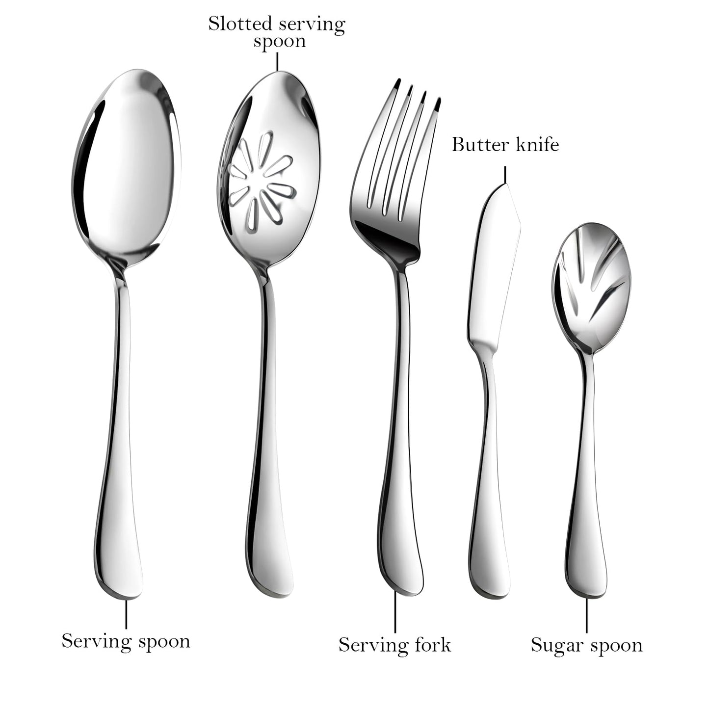 Silverware Set for 12, 65 Piece Stainless Steel Flatware Cutlery Fork and Spoon Set with Serving Utensils Set, Dishwasher Safe, Gift Package for Wedding Housewarming