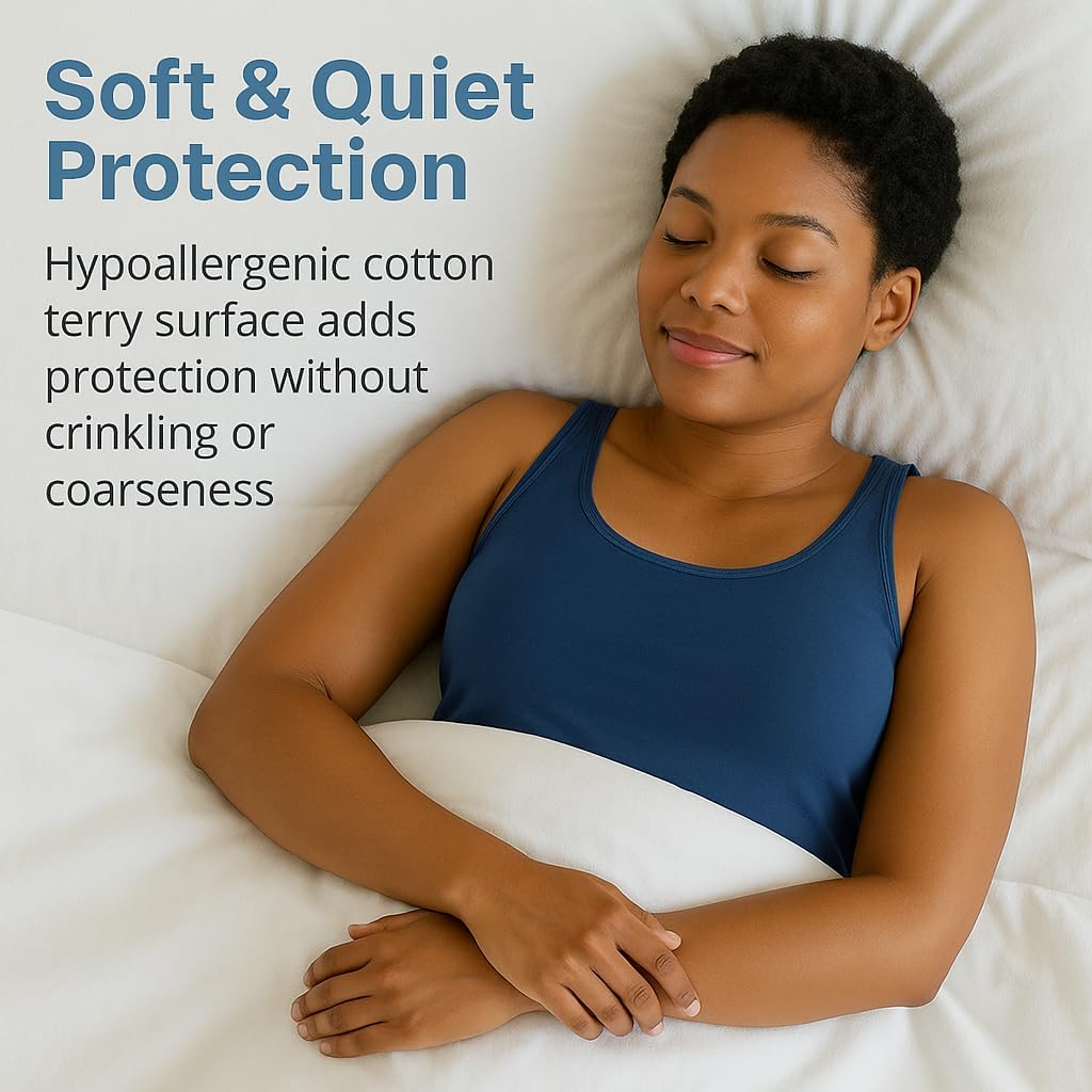 Skiennix 100% Waterproof Twin XL Mattress Protector - Premium Fitted Cotton Terry Cover, Machine Washable White
