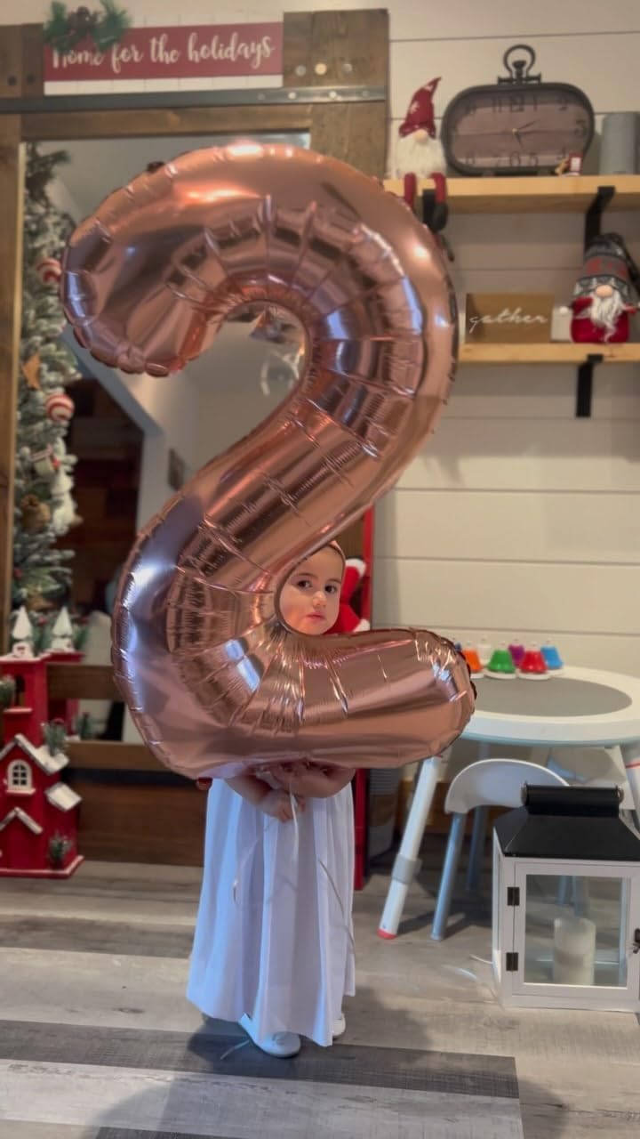 Rose Gold Number 12 Balloon 40 inch, 12 Number Balloons, 12th Birthday Decorations for Girls Boys, 12 Year Old Rose Gold Party Supplies