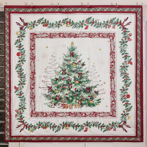 Dinjoy Christmas Comforter Set Queen 7-Piece Red Tree Holiday Bedding, 90x90