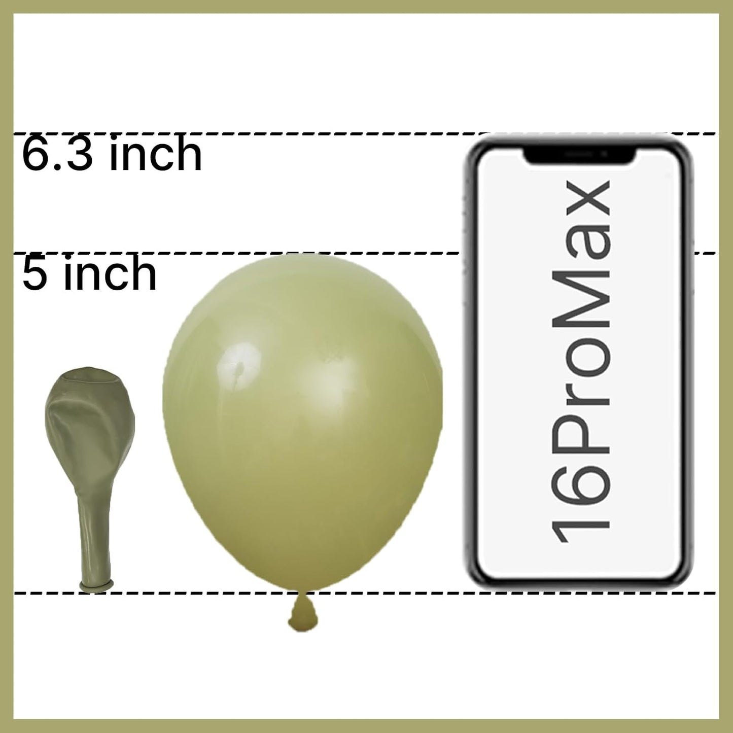 PartyWoo Sage Green Balloons - 100 Pack of 5-Inch Olive Boho Latex Balloons for Celebrations