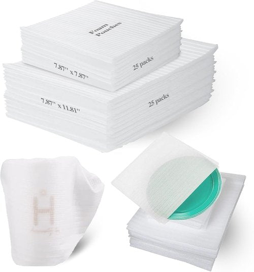 Foam Pouches - 50-Pack Cushion Foam Wrap for Packing Dishes | 2 Sizes for Moving & Shipping
