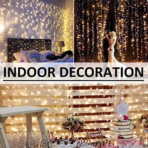 Solhice Warm White LED Curtain Lights 50ft x 10ft Outdoor Indoor Wedding Decor