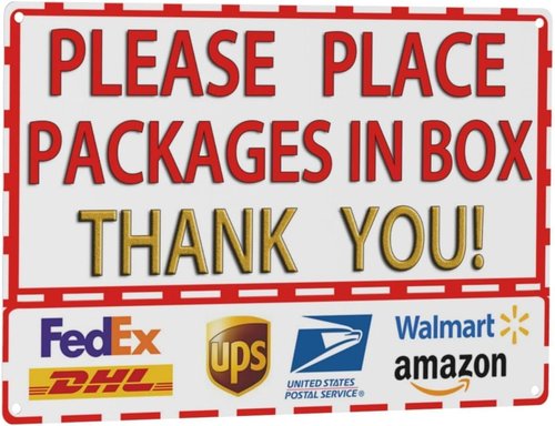 Delivery Signs for Packages - Metal Package Delivery Box Instructions | 12 x 8 Inch Yard Sign