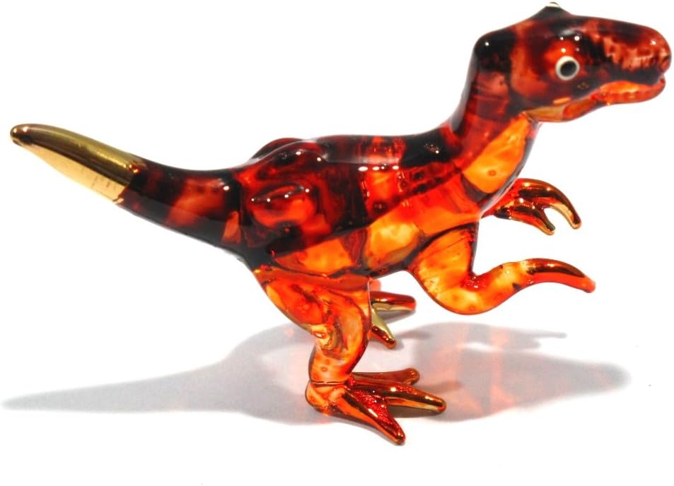 Handmade Mini T-Rex Blown Glass Art Figurine - Unique Jurassic Dinosaur Decor