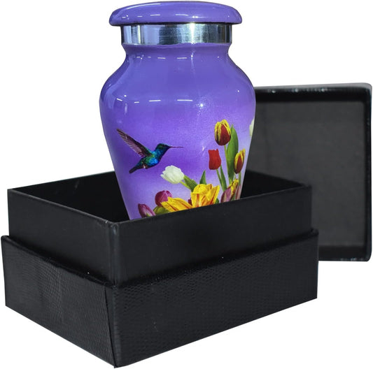 BOLD & DIVINE Adult Purple Hummingbird Cremation Urn | Human Ashes Adult Memorial urn, Burial, Funeral Cremation Urns | 200 Cubic Inches (Large Adult)