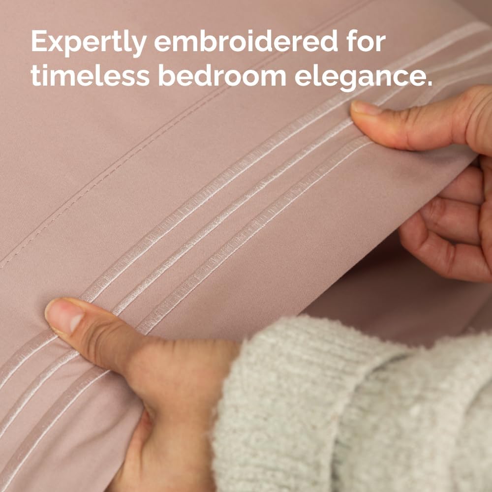 Skiennix Body Pillowcases Set of 2 | Soft 20x54 Long Pillow Covers for Side Sleepers - Wrinkle-Free, Machine Washable, Mauve