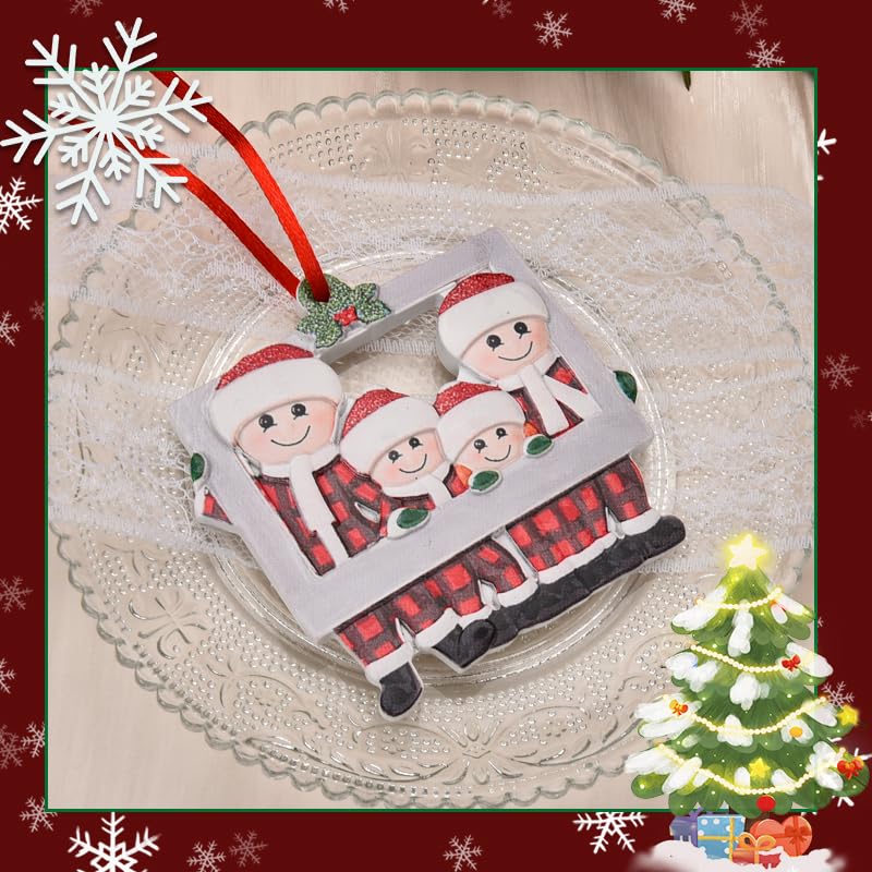 Personalized Family Christmas Ornaments of 4 Tree Photo Frame Holiday