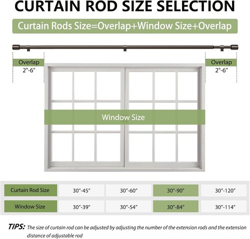 Bronze Curtain Rods by [Brand Name] - Adjustable 30-90 Inch for 30-84 Inch Windows | Antique Finish
