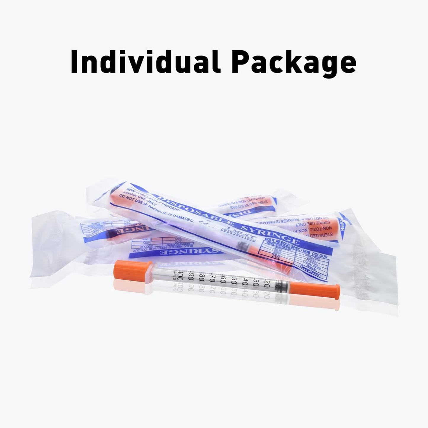 U-100 Syringe - 1cc 31 Gauge, 5/16 Inch, Individually Packed | 20 Pack for Precise Dosing