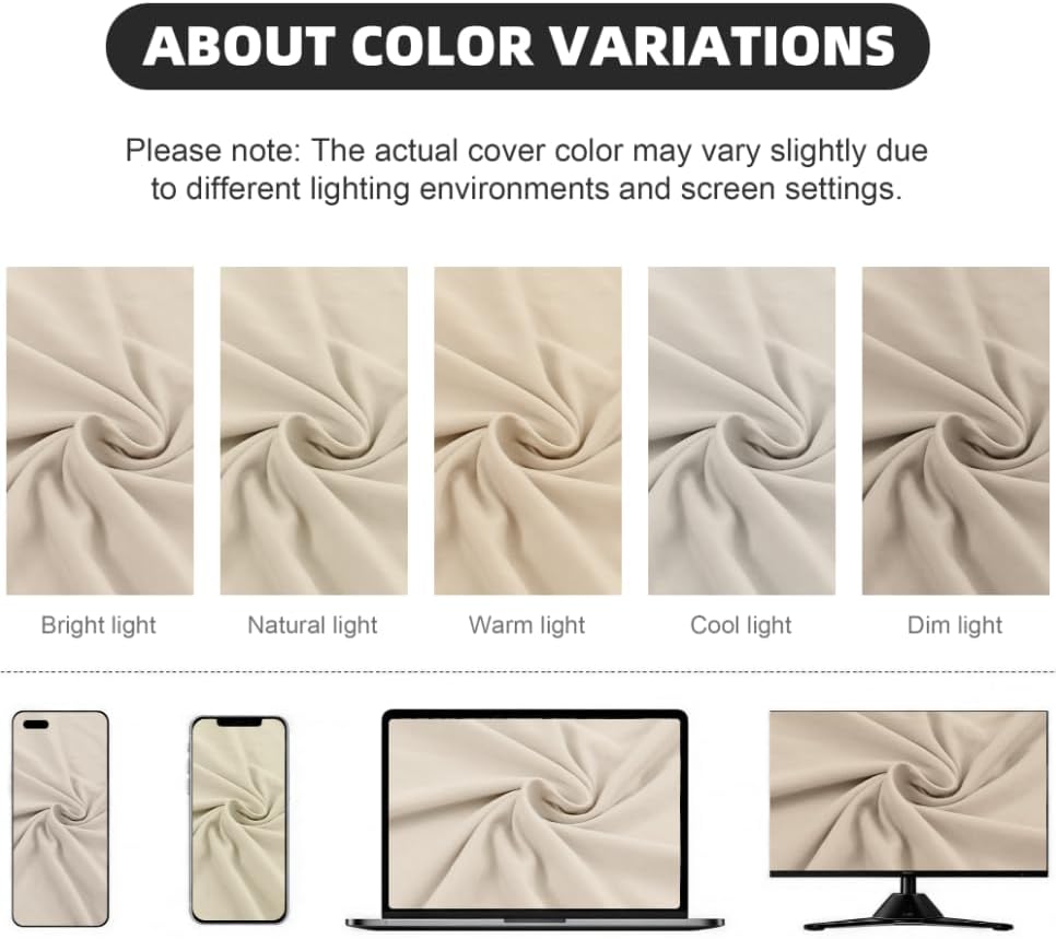 Skiennix Outdoor Cushion Covers - Washable & Reusable Stretch Slipcovers for Patio Furniture | Beige, 8 Pcs