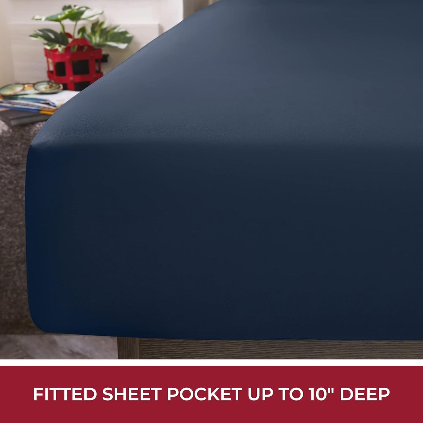 Mellanni RV Short Queen Sheets - Hotel Luxury Bedding Set | Extra Soft, Cooling, Deep Pocket - Navy Blue, 4 PC