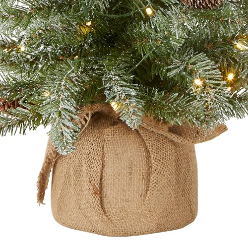 2ft Pre-Lit Flocked Artificial Christmas Tree with 50 Warm White LEDs
