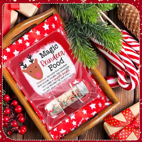 Kigeli Red 96 Pcs Christmas Reindeer Food Glass Jars & Gift Set - Festive Holiday Fun