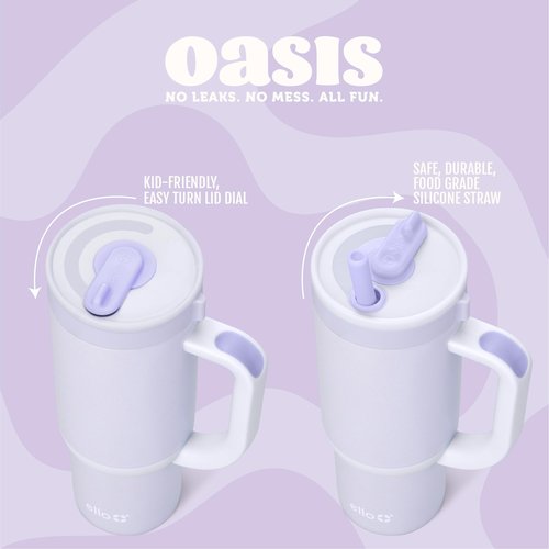 Ello Oasis 18oz Stainless Steel Kids Tumbler with Handle & Retracting Straw, 100% Leakproof, Double-Wall Vacuum Insulated, Kids Water Bottle for School, BPA Free, Dishwasher Safe, Lighthouse