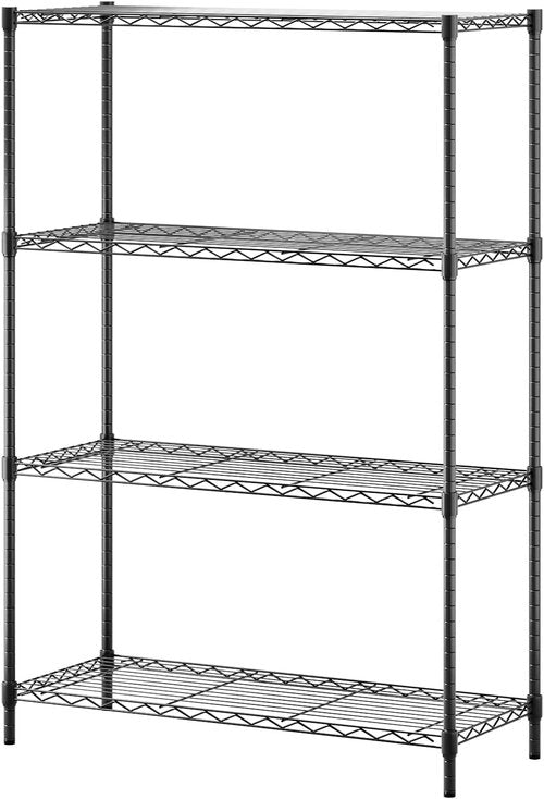 BestOffice | Heavy-Duty 4-Tier Wire Storage Shelves | 36x14x54 | Black | Adjustable Racks | Easy No-Tool Assembly
