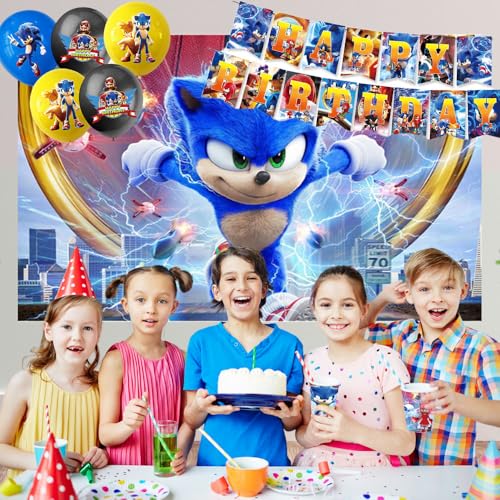 Birthday Party Decorations Kit for 10 Guests – Hedgehog Theme Supplies with Banner Balloons Plates & More