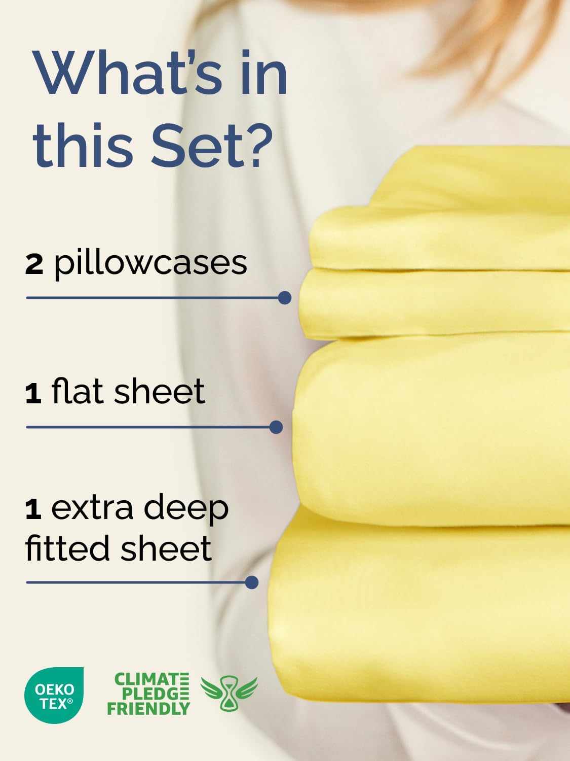 Skiennix Extra Deep Twin Sheet Set - 4-Piece Breathable Cooling Bedding - Soft, Wrinkle-Free Yellow