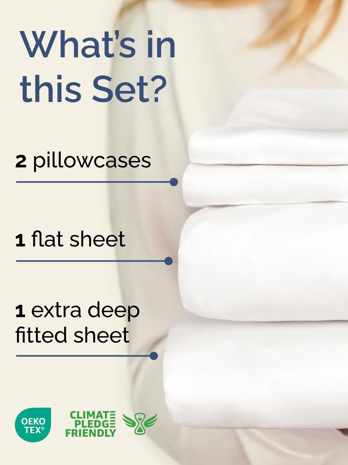 Skiennix Extra Deep Twin Sheet Set - 4-Piece Breathable Cooling Bedding - Soft, Wrinkle-Free Antique White