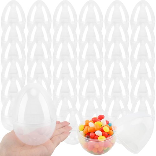 40 Pcs 5 Inch/ 4.5 Inch Clear Easter Eggs Fillable Bulk Large Transparent Plastic Eggs Empty Easter Eggs for Adult Kids Easter Basket Stuffers Party Decor