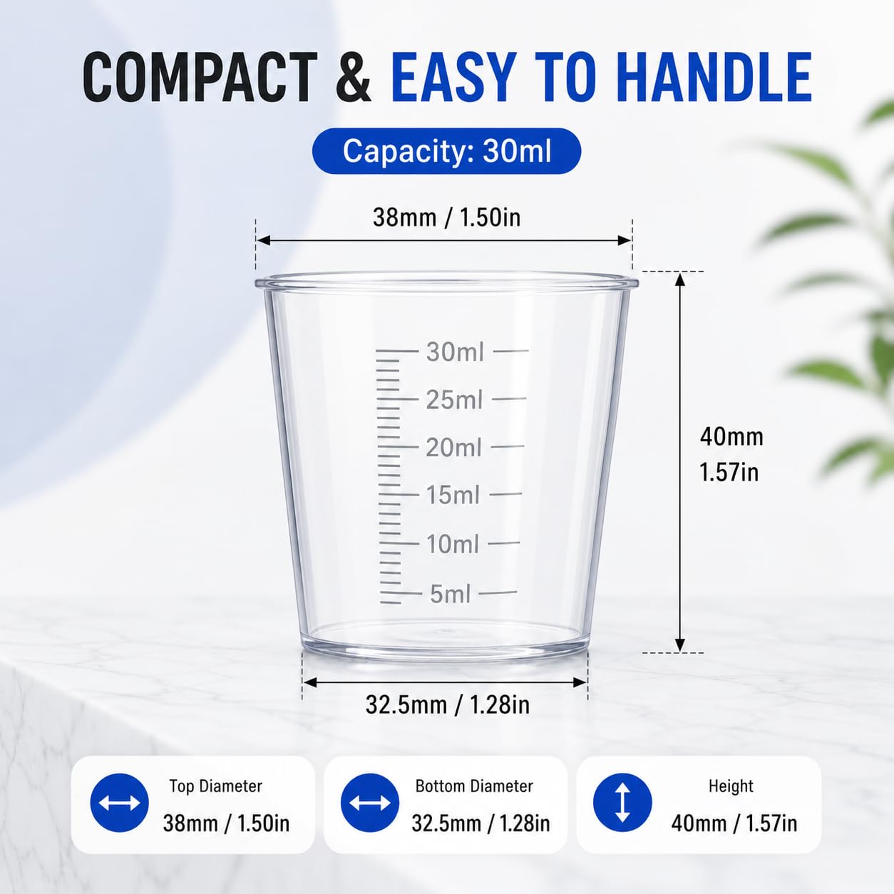 10pcs 30ml Plastic Liquid Measuring Cups Transparent Clear Plastic Graduated Kitchen Cooking Medicine Measure Tool