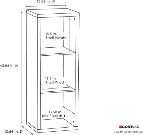 ClosetMaid 3 Cube Storage Shelf Organizer - Easy Assembly Wood Bookshelf in Black Walnut Finish
