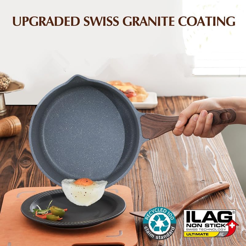 SENSARTE Nonstick Sauce Pan - 3.0 Quart Swiss Granite Coating | Induction Compatible with Lid