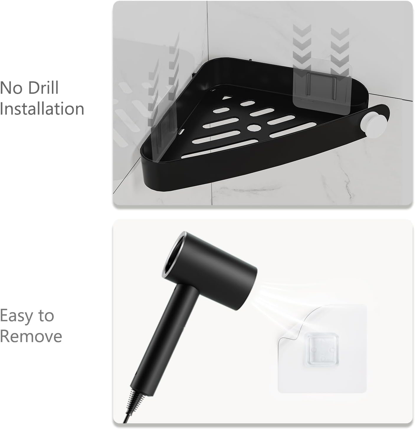 Sotfamily Plastic Shower Caddy - 4 Pack Adhesive Corner Shelves for Bathroom Organization | Black