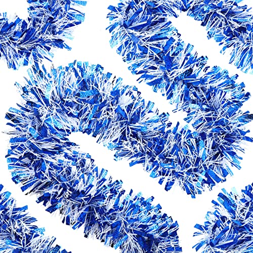 Geosar 26.2 Feet Christmas Tinsel Garland Decoration Metallic Tinsel Twist Garland Halloween Christmas Tree Artificial Hanging Ornament for Birthday Party Decoration(Blue)