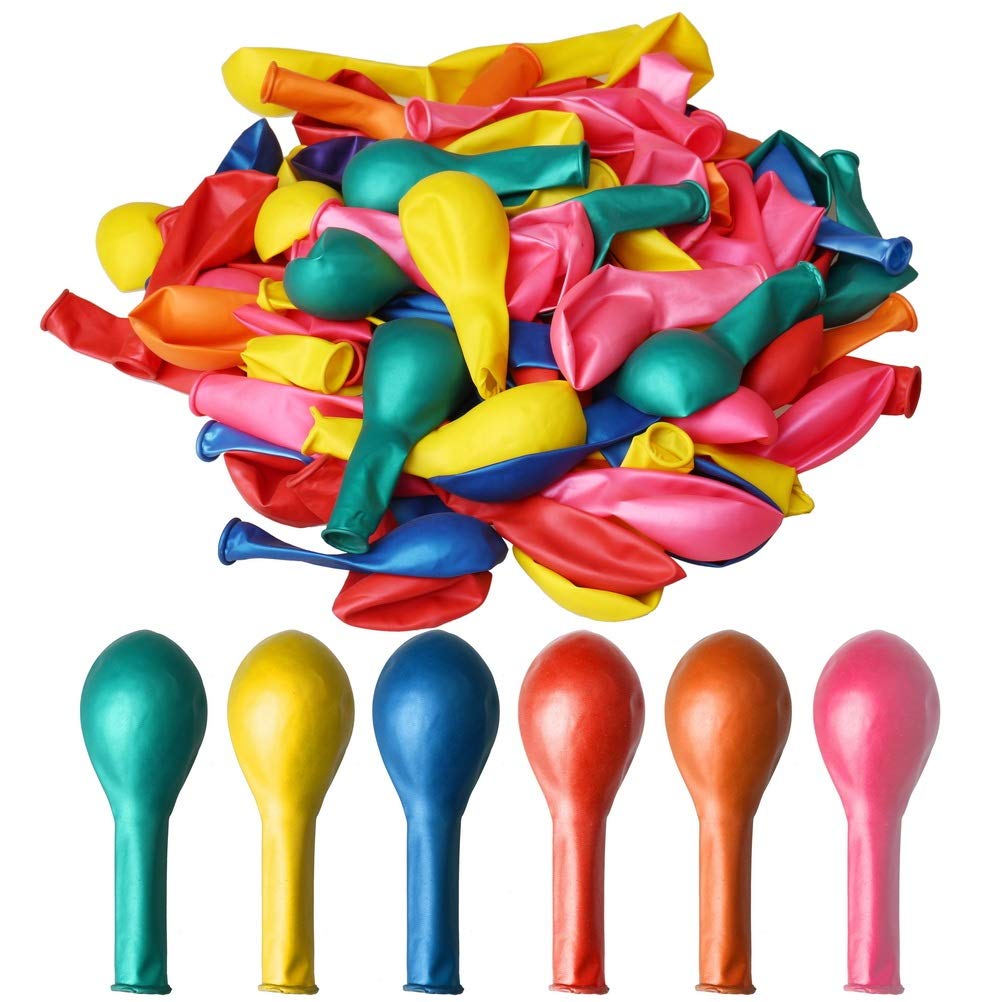 ZHIYE Party Balloons Assorted 8 Inch 100 pieces Bright Metallic Balloons Suitable for Birthday Parties, Weddings, Anniversaries, Celebrations