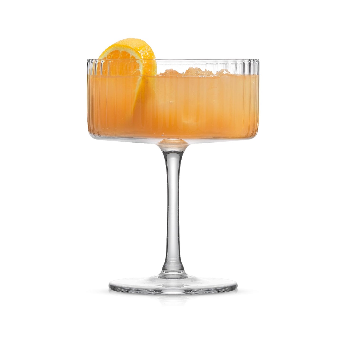 JoyJolt Elle Fluted 10oz Coupe Glass Set of 2, Unique Champagne Glasses for Cocktails and Martinis, Ribbed Vintage Style Drinking Glasses