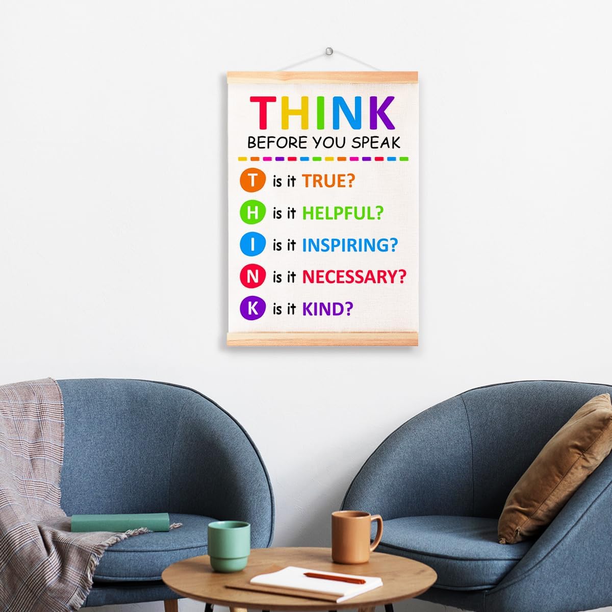 Think Before You Speak Poster - Therapy Counseling Office Wall Decor | 16x12in Mental Health Art