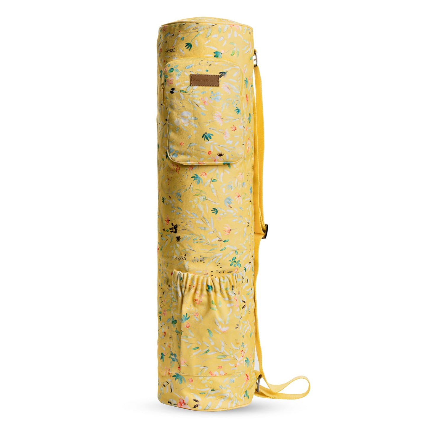 Maison d' Hermine Yoga Mat bag Cylindrical bag for Woman & Men yoga mat Bag & Adjustable shoulder straps Yoga Mat Carrier Bag with Water Bottle Pocket Mothers Day Gifts - Colmar - Yellow