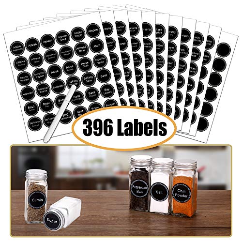 Black Spice Rack Organizer with 36 Glass Jars and Labels – 4 oz Capacity