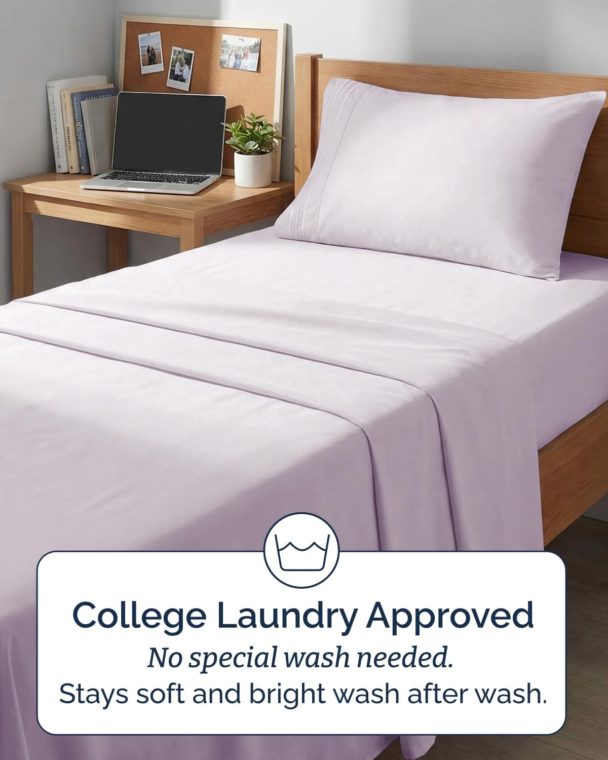 Skiennix Twin XL Sheet Set - Comfy Cooling 3-Piece Bedding - Deep Pocket, Wrinkle-Free - Light Lavender