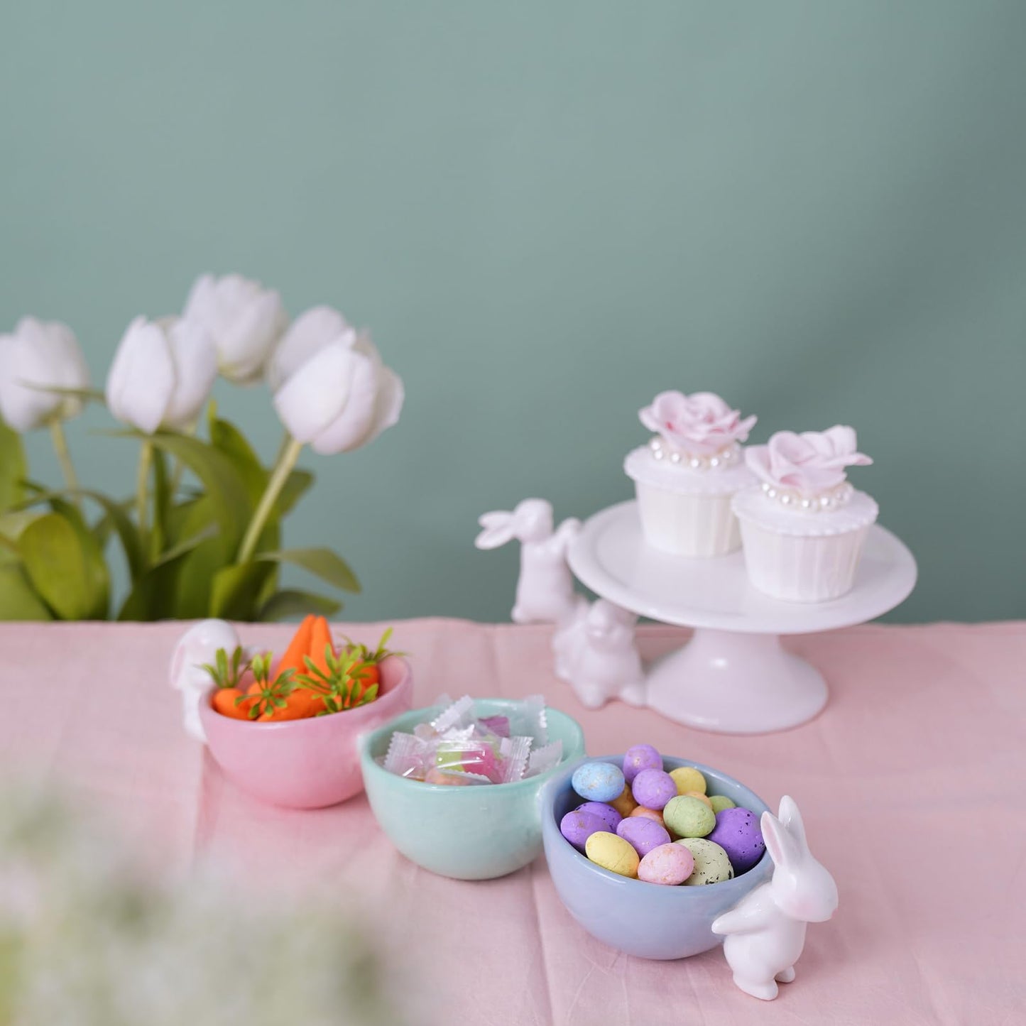 Newman House Studio Easter Candy Dish Nut Bowl - Home Decorations Three Snack Serving Dish Gifts for Snacks and Cookies 14.2" L x 3.9" W x 3.3" H