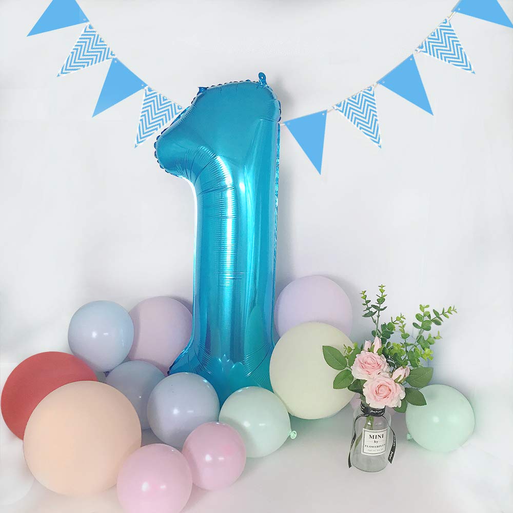 TONIFUL 40 Inch Blue Large Numbers Balloon 0-9 Foil Mylar Big Number 1 Balloon Digital 1 for 2026 Graduation New Year Eve Birthday Party,Wedding, Bridal Shower Engagement Photo Shoot, Anniversary