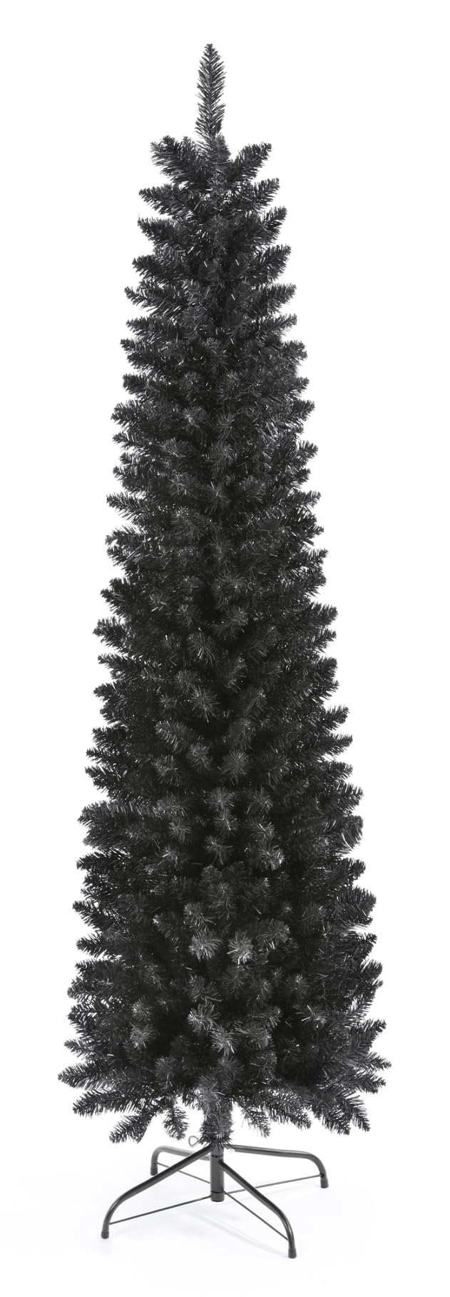 658 Tips Artificial Pencil Christmas Tree Halloween Tree, 6ft Pure Black Skinny Xmas Tree with Metal Stand Perfect for Christmas/Halloween/Easter/Parties/Holiday Indoor Outdoor Decoration