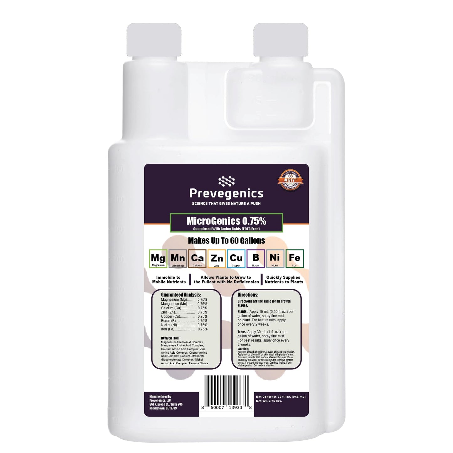 MicroGenics Liquid Fertilizer - 0.75% Nutrient Blend | 32 fl. oz. | Makes Up to 60 Gallons