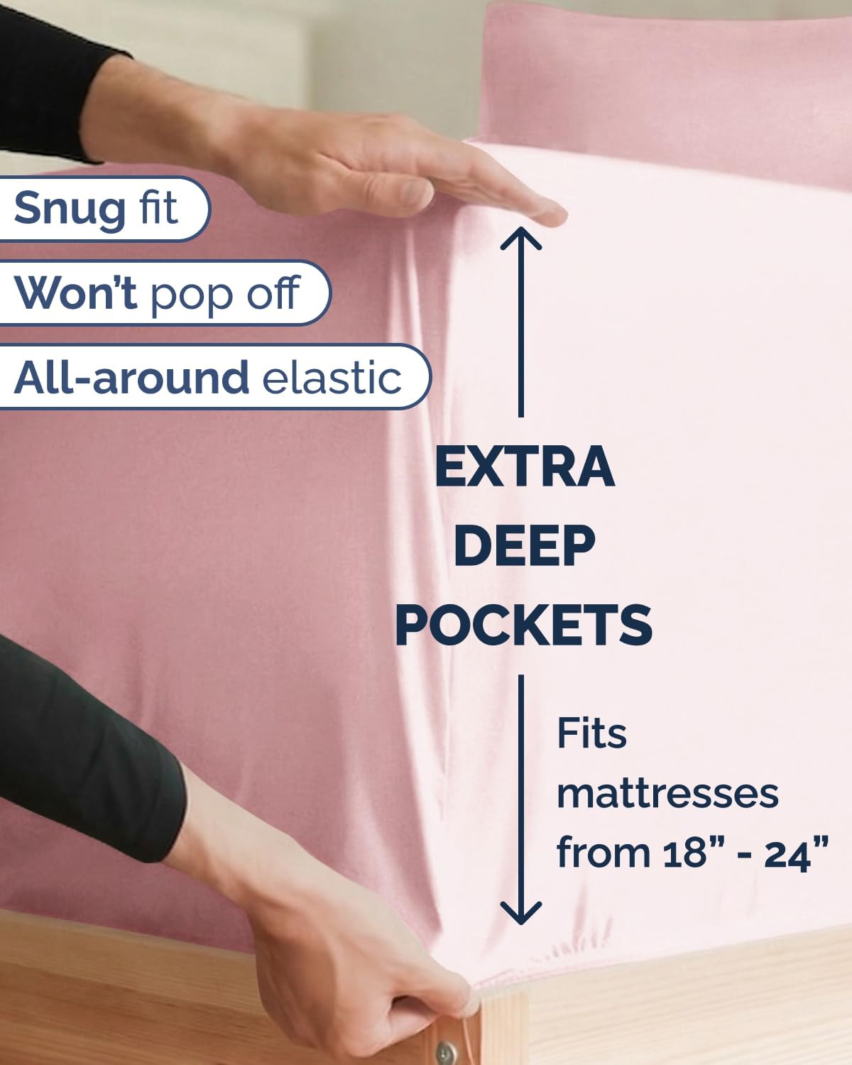 Skiennix Extra Deep Twin XL Sheet Set | 4-Piece Breathable Cooling Bedding - Soft, Wrinkle-Free Baby Pink