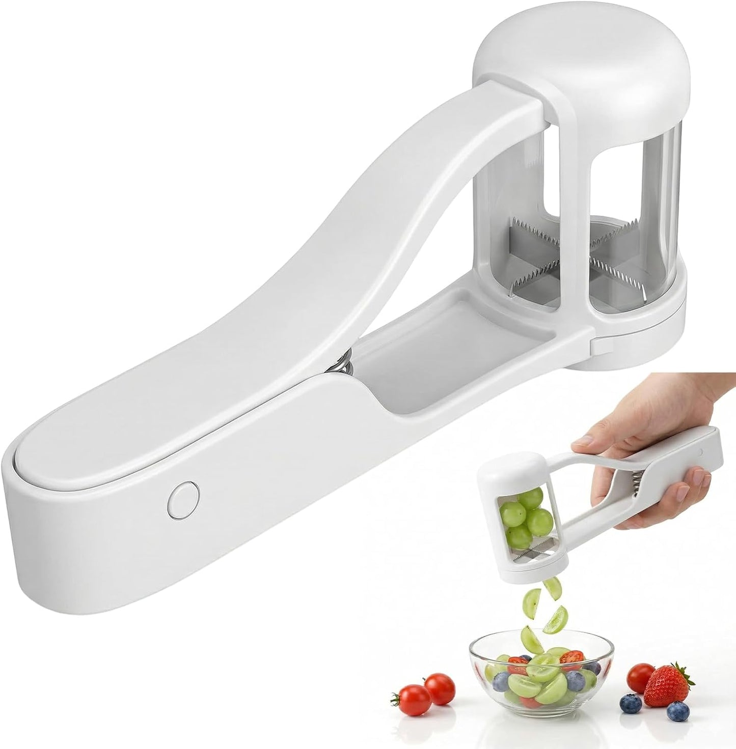 Skiennix Grape Cutter - Stainless Steel Fruit Slicer for Toddlers | Ideal for Salad & Cake Decoration (White)