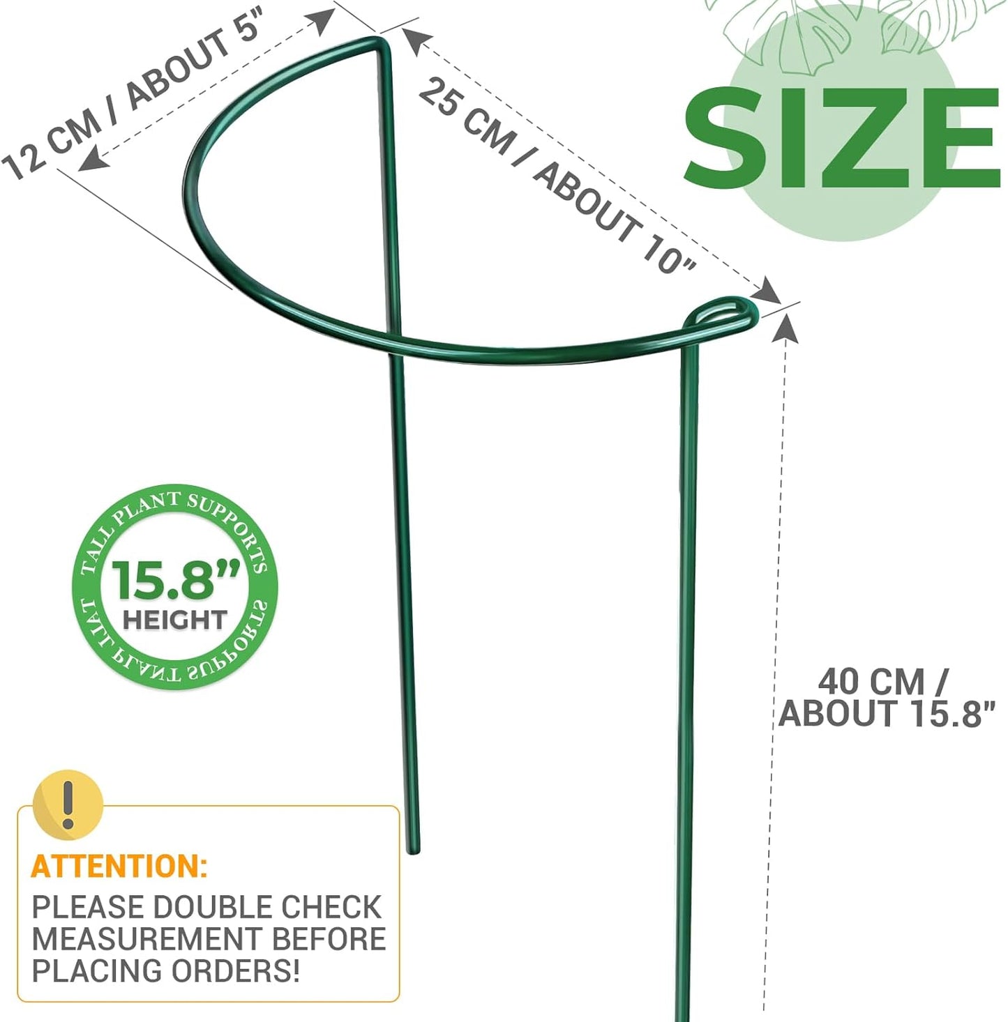 LEOBRO Plant Support Stakes - Metal Peony Support for Tomatoes & Hydrangeas | 9.8" W x 15.7" H, 6 Pack